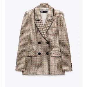 Double breasted textured weave jacket